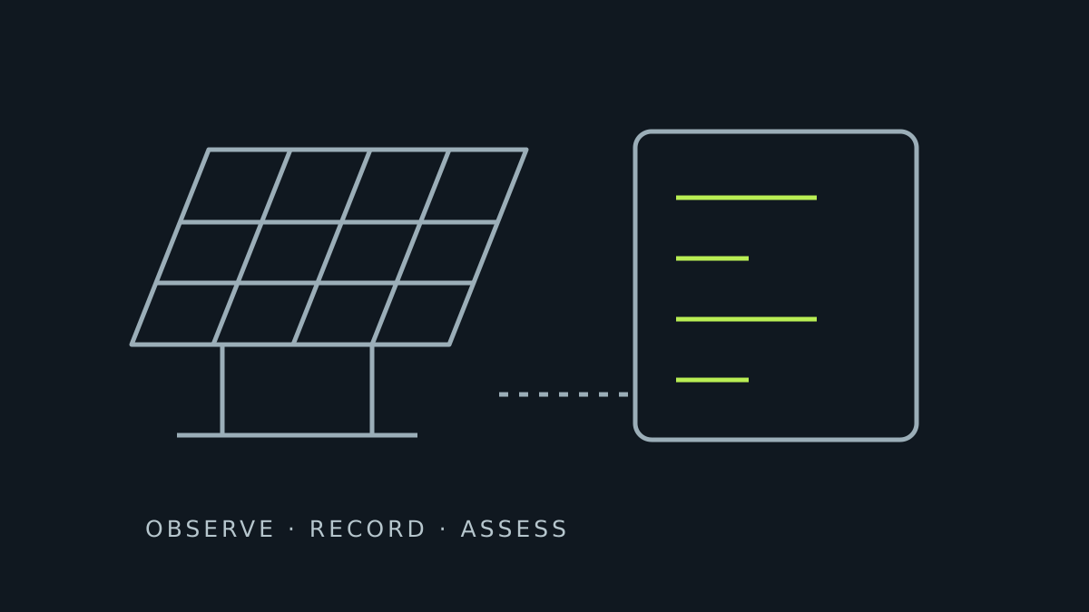 Illustration of a solar panel beside an observation checklist